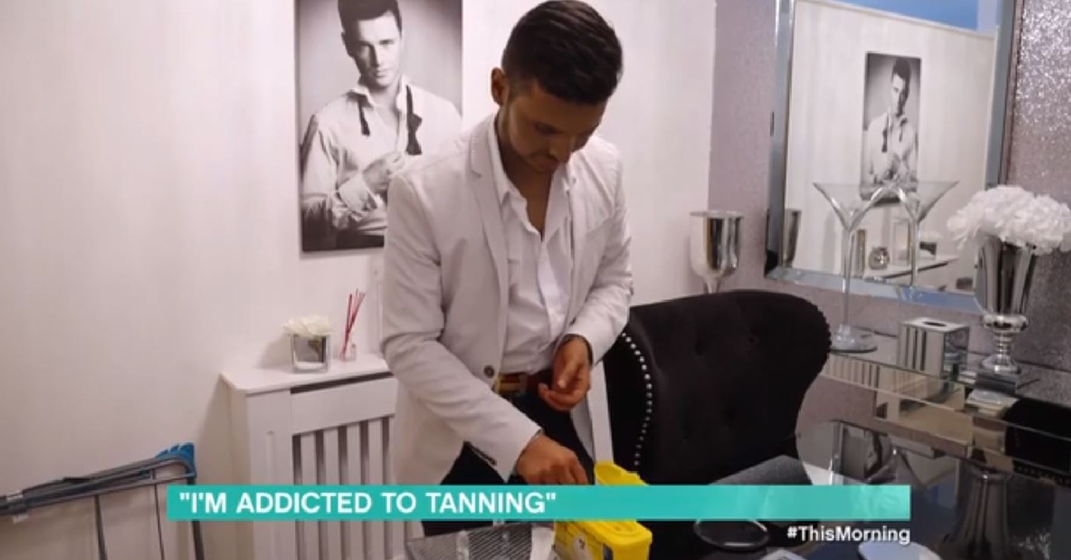 A man addicted to tanning appears on This Morning today