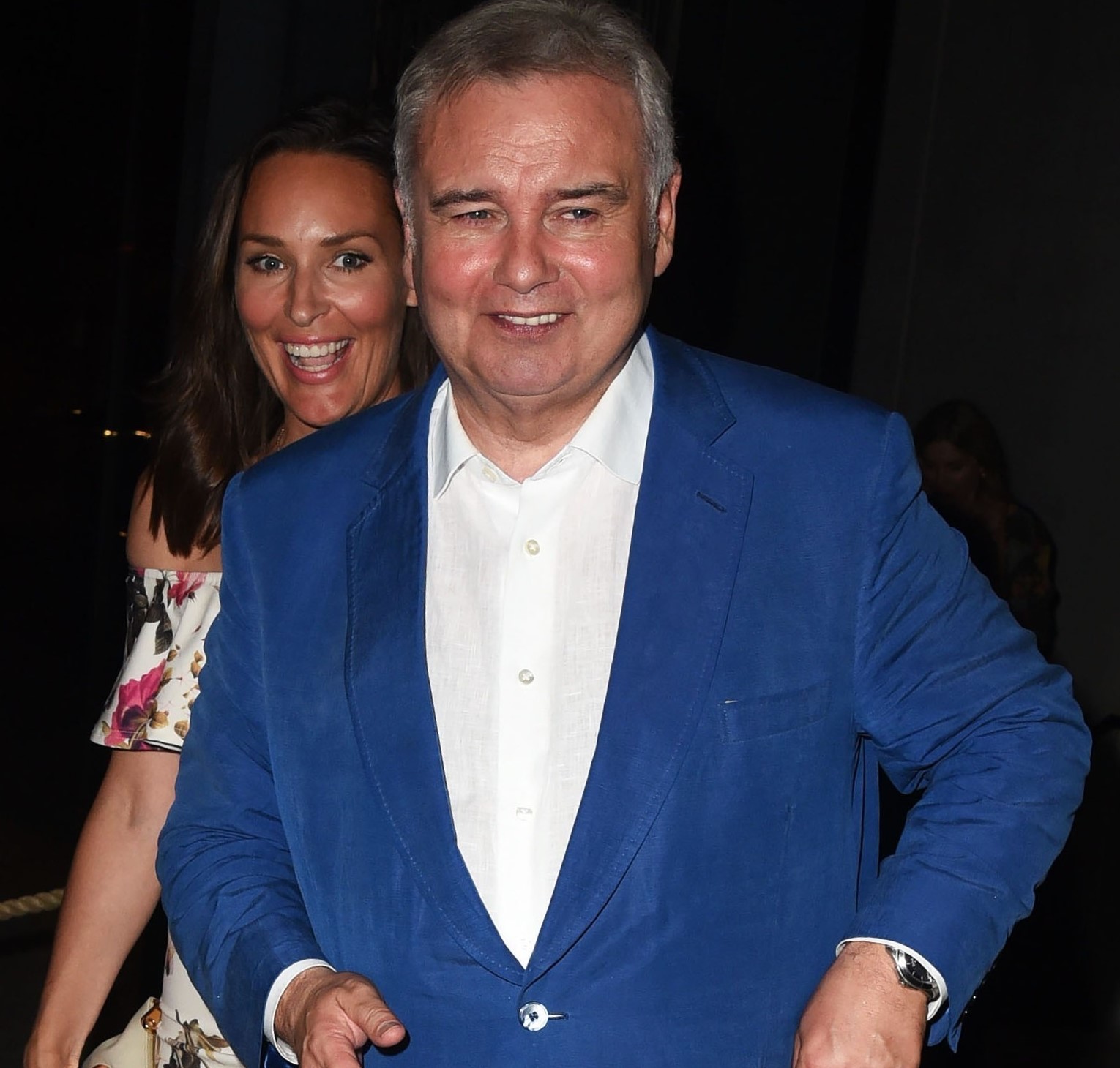 Eamonn Holmes smiles during public outing