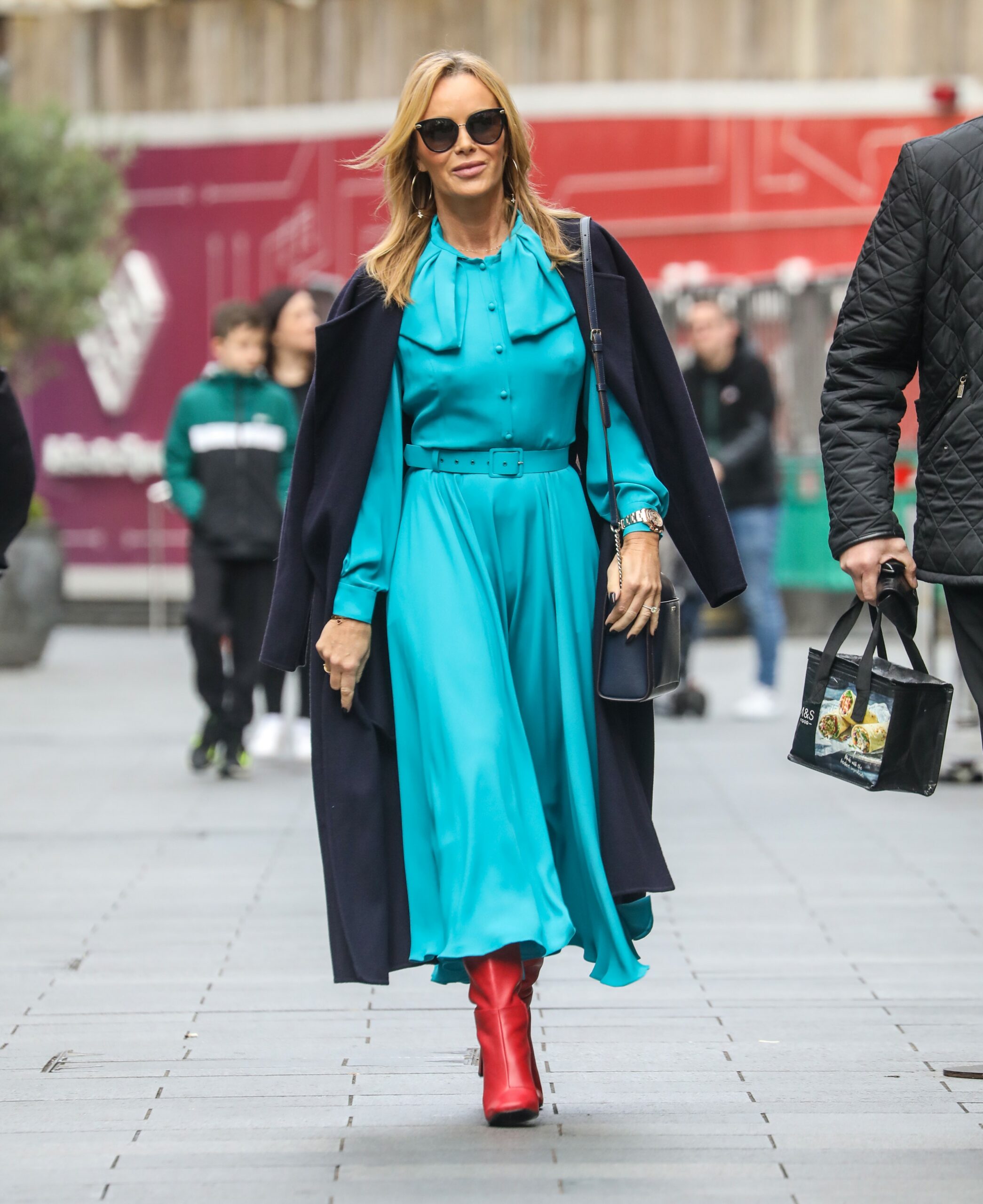 Amanda Holden stuns in blue dress and red boots outfit Heart FM