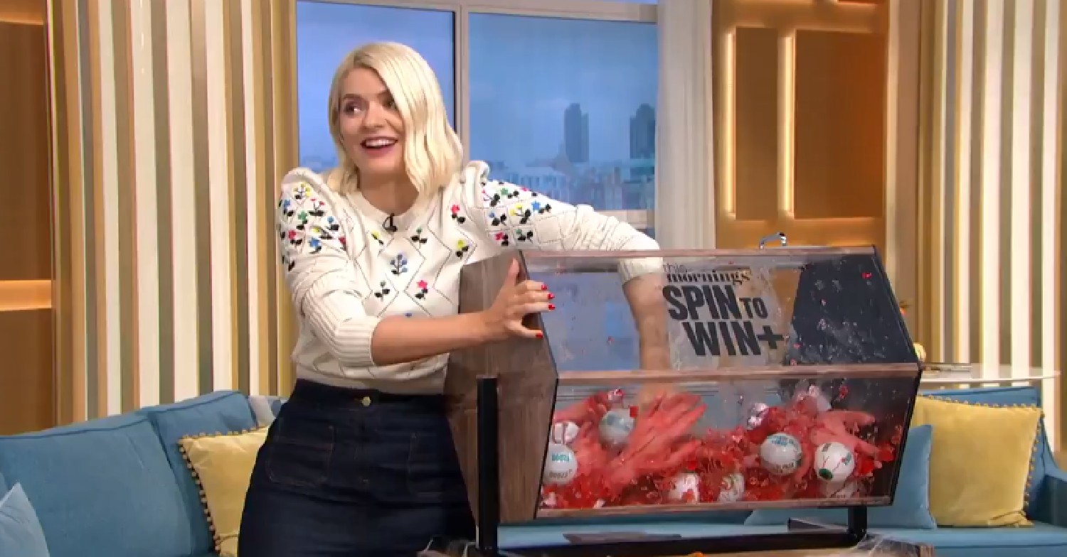 Holly Willoughby during This Morning Spin to Win segment