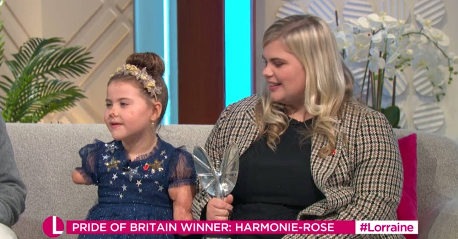 Harmonie-Rose Allen and her mum on Lorraine