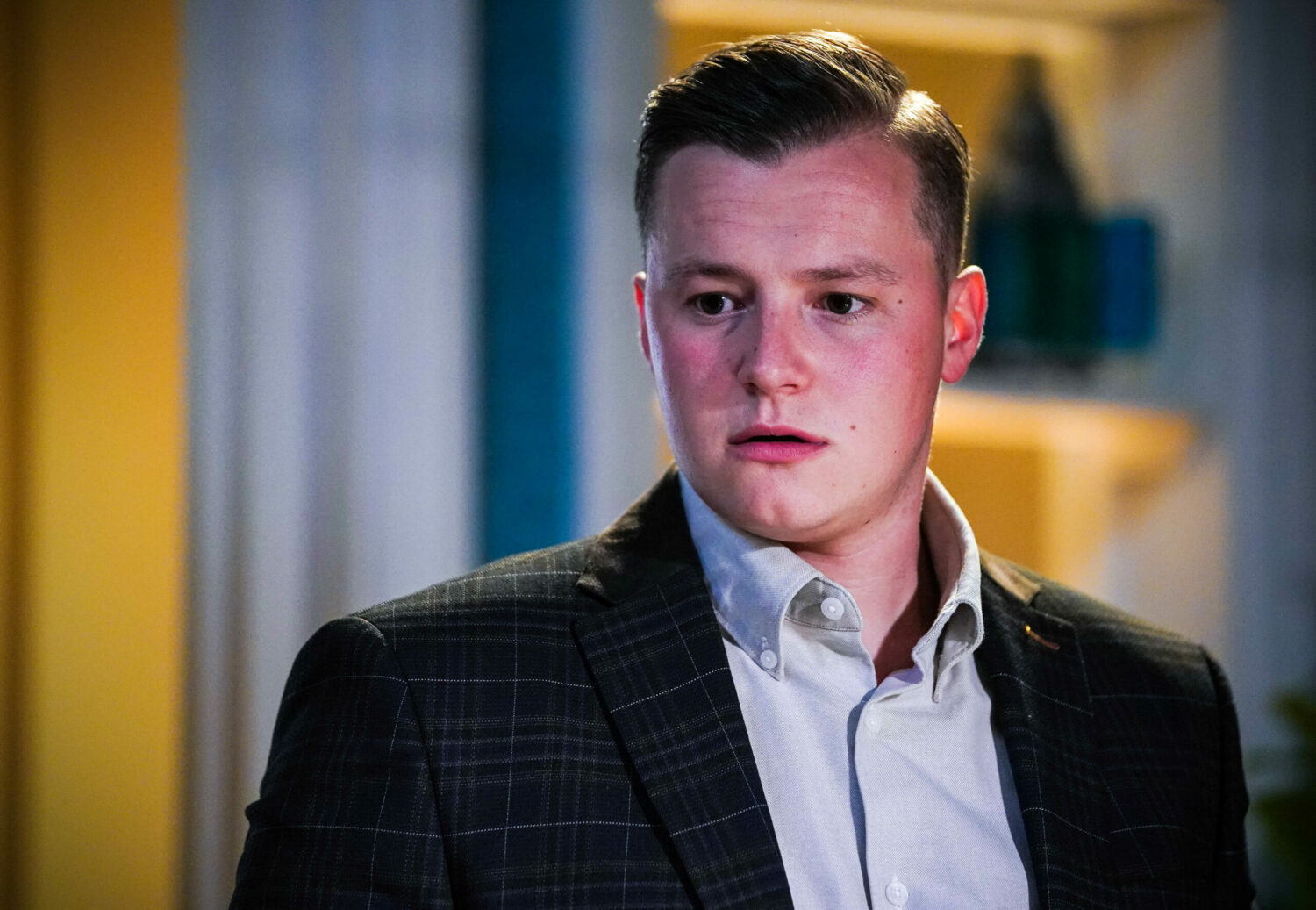 EastEnders Aaron is shocked as Harvey confronts him over the bloody shirt