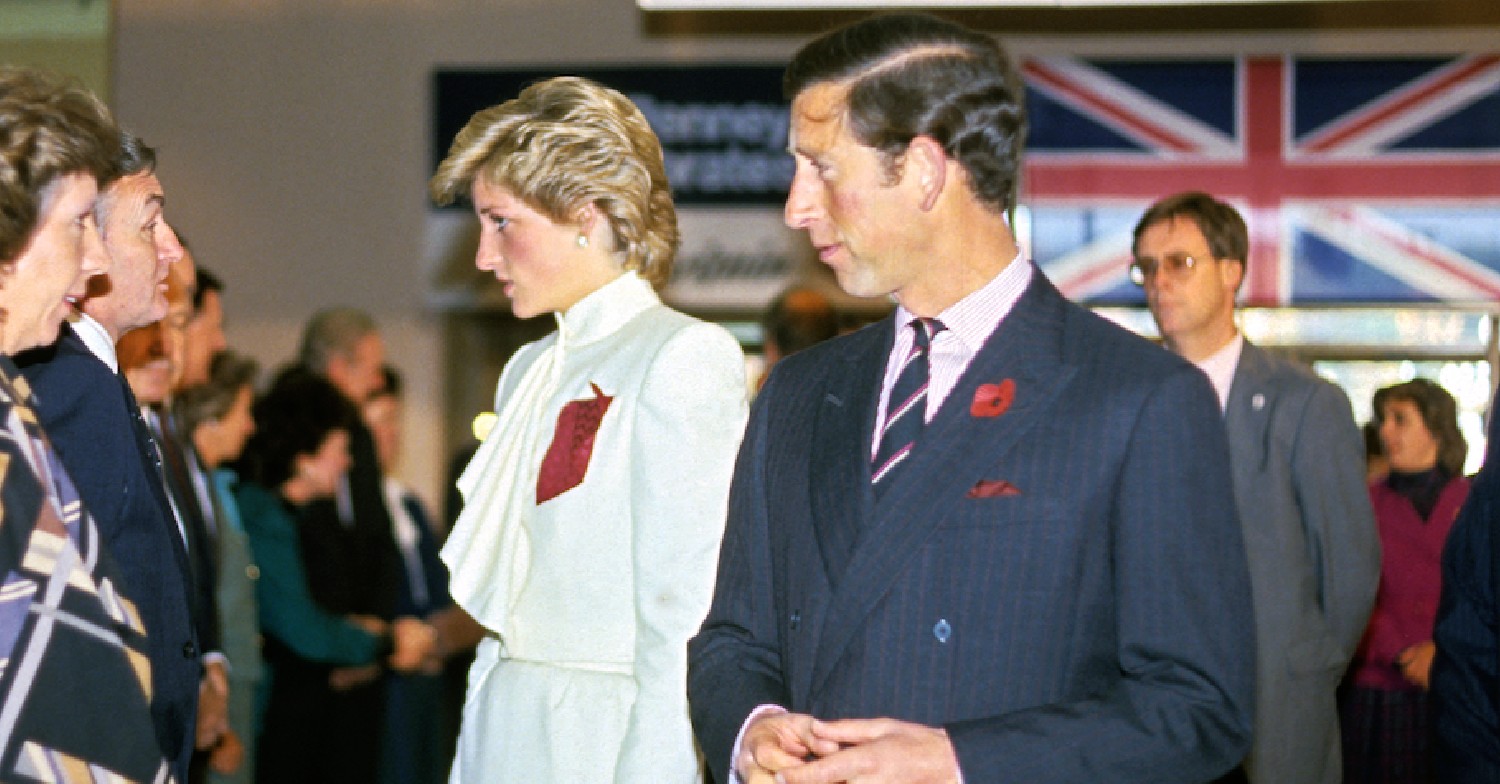 Prince Charles and Princess Diana pictured together greeting people on a public engagement