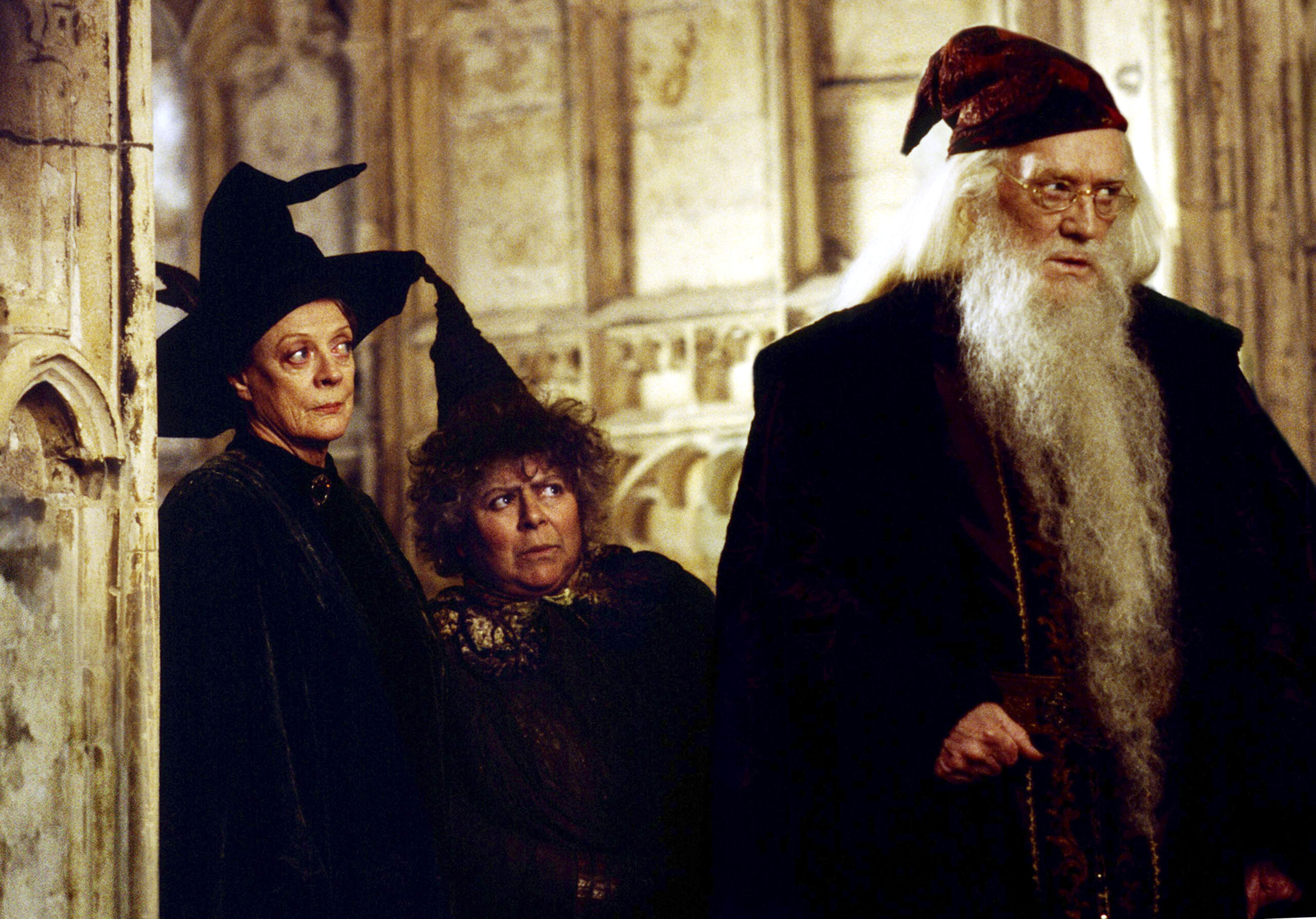 Maggie Smith, Miriam Margolyes and Richard Harris in Harry Potter And The Chamber Of Secrets 