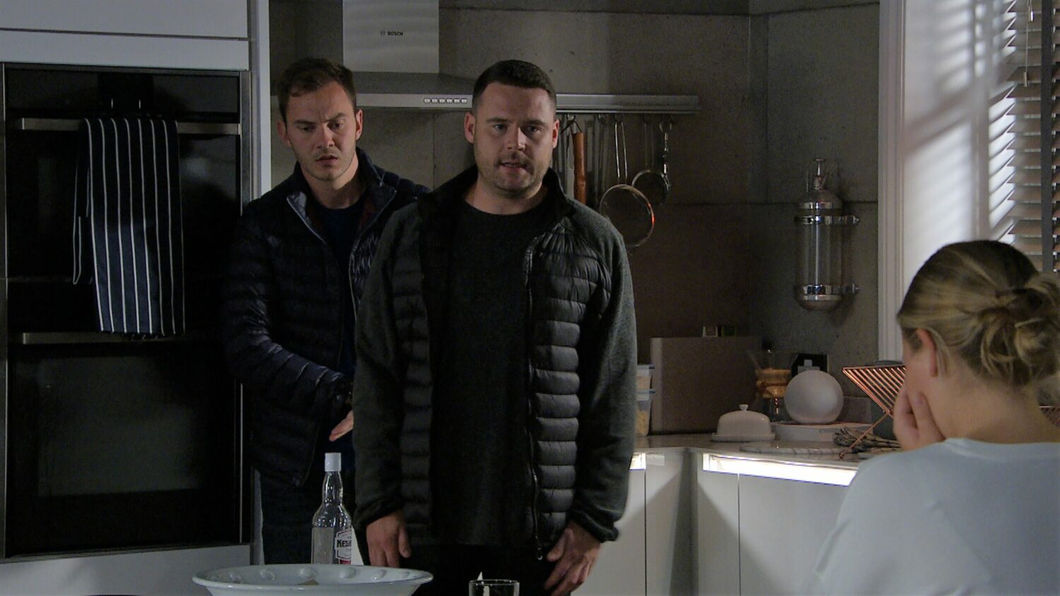 Ben and angry Aaron confront Liv as she sits down crying