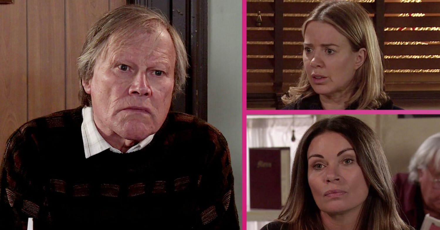 Coronation Street Roy, Abi, Carla all look worried