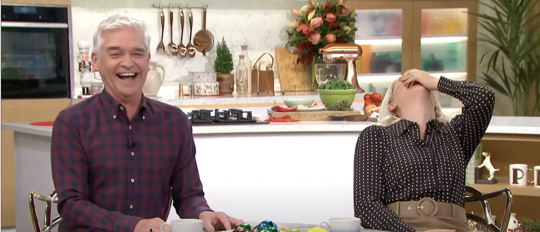 Philip Schofield and Holly Willoughby laugh at Miriam Margolyes on This Morning 