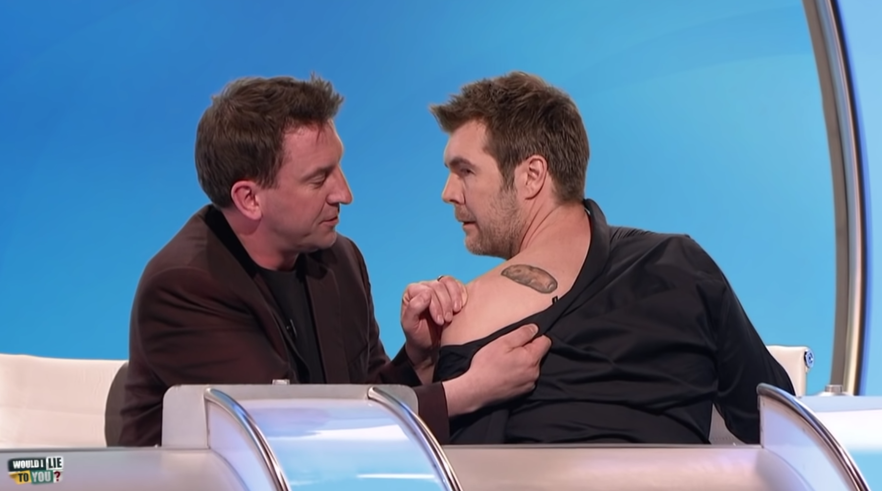 DIY SOS star Rhod Gilbert shows off his potato tattoo