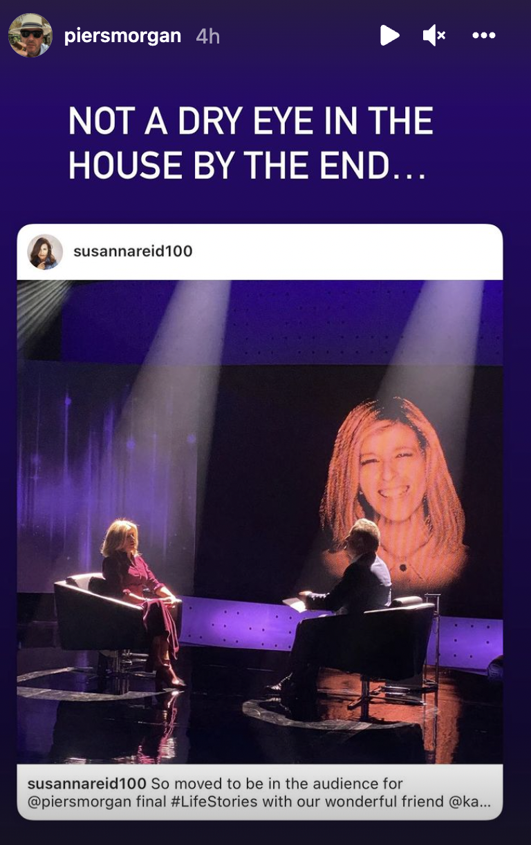 Piers Morgan teases Life Stories episode on his Instagram story