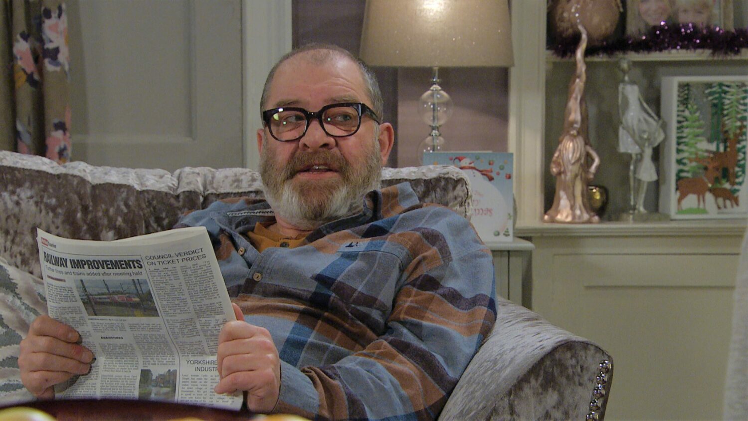 Bear Wolf looks suspiciously at Faith