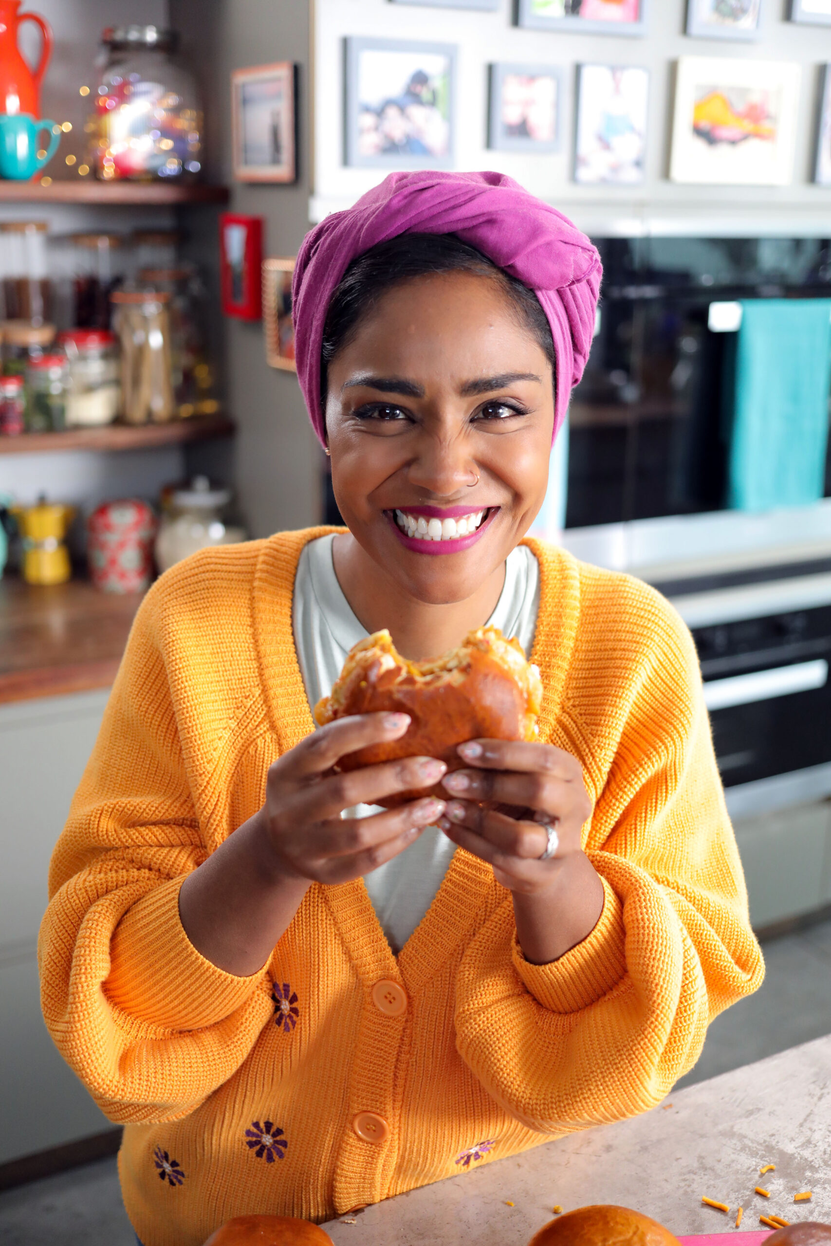Nadiya Hussain tucks into one of her creations on Nadiya's Fast Flavours