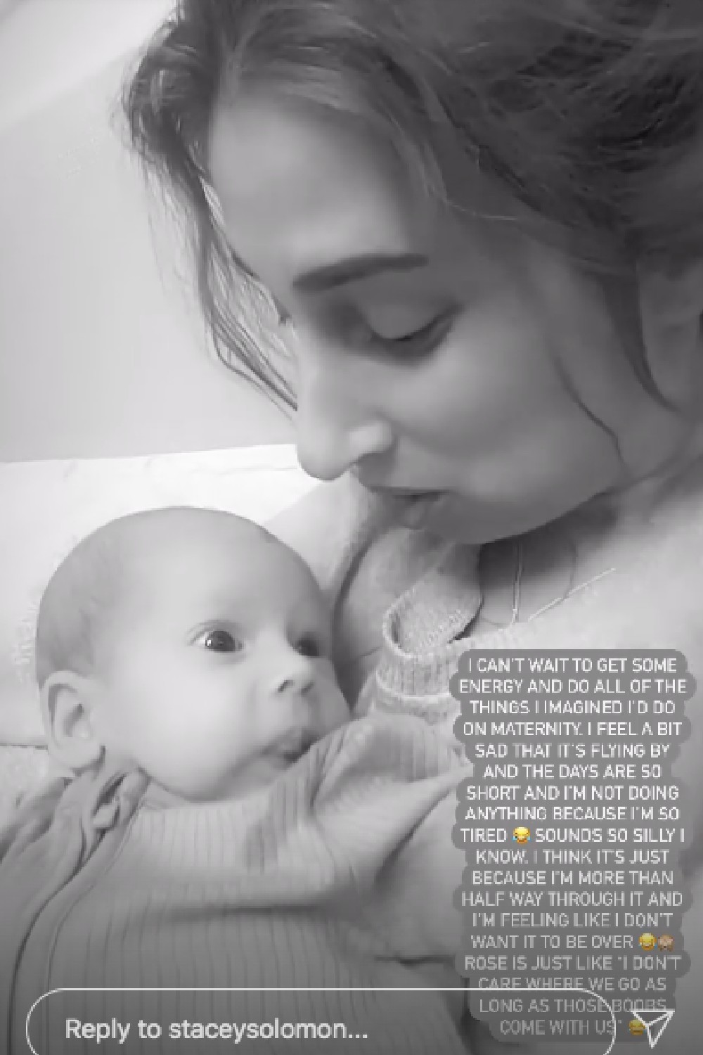Stacey Solomon 'sad' at tiredness after baby Rose's birth