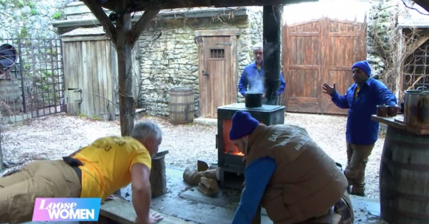 David Ginola keeps up with his press ups on I'm A Celebrity