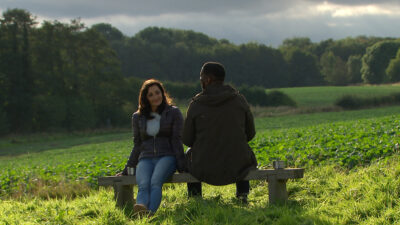 Emmerdale Dec 7 Charles and Manpreet share a moment on a bench