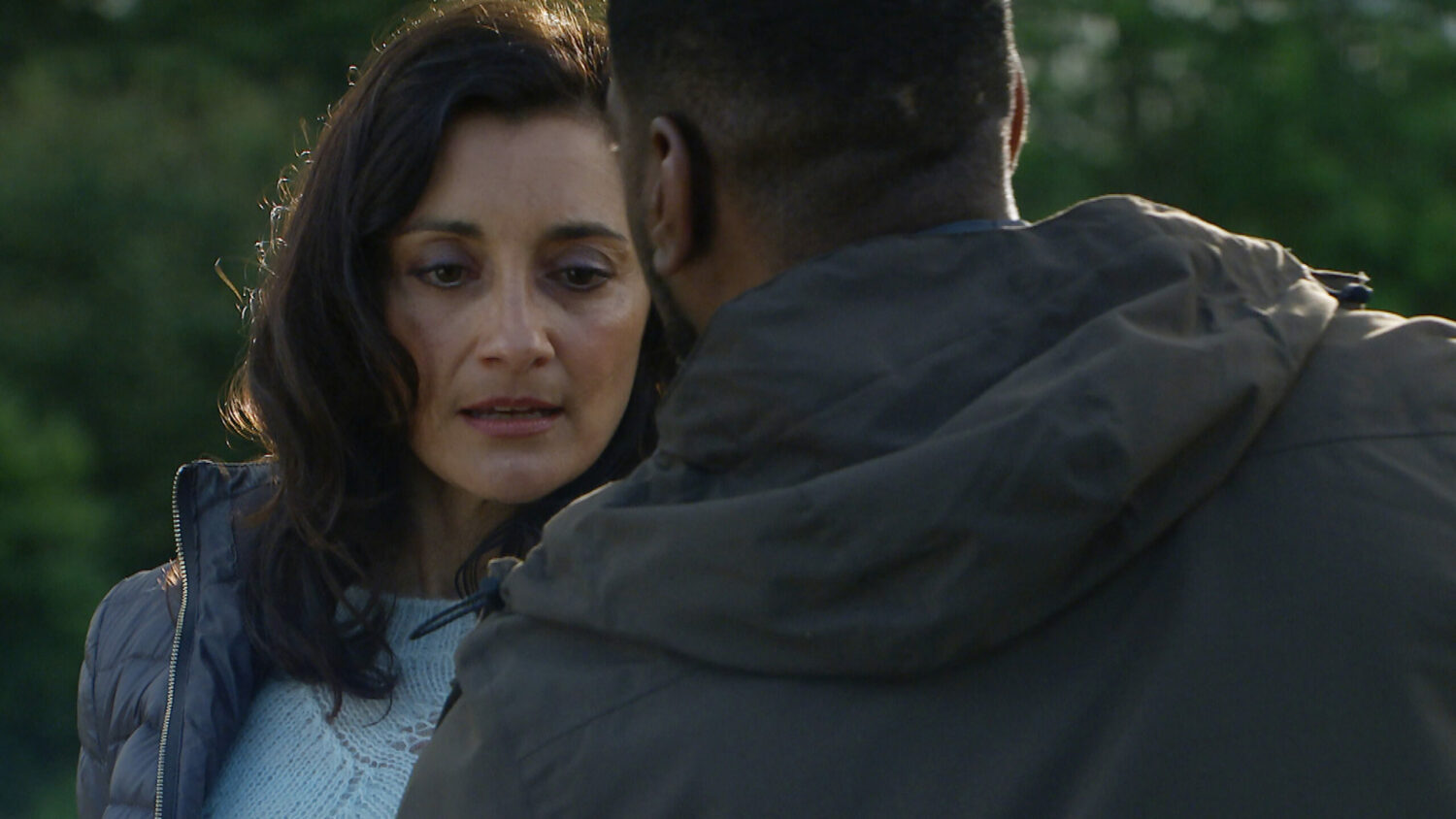 Emmerdale Manpreet is embarrassed as she tries to kiss Charles and he pulls away