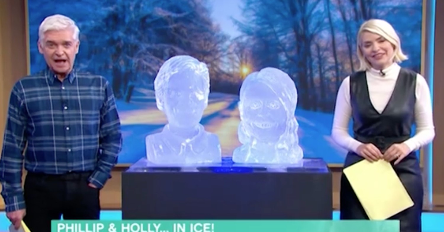 Phillip Schofield and Holly Willoughby ice sculptures on This Morning