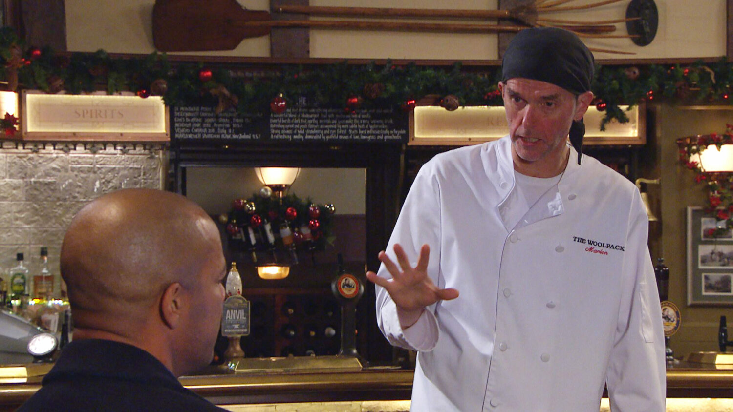 Emmerdale Dec 13 Marlon is surprised when Al agrees to his Christmas drinks promotion