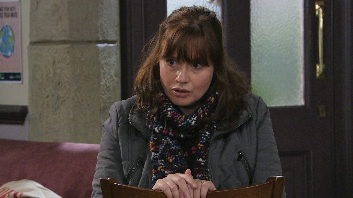 Lydia Dingle in the cafe