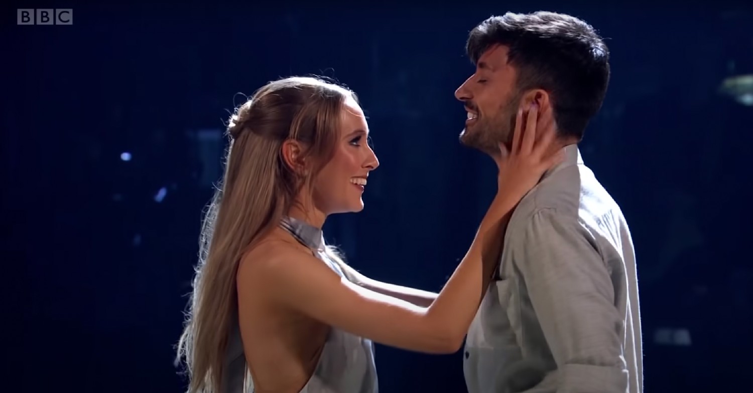 Rose Ayling-Ellis touching Giovanni Pernice's face during a Strictly performance