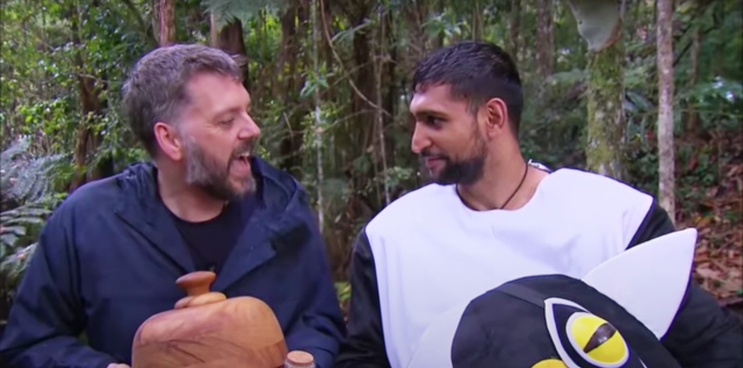 Amir Khan and Iain Lee eat all of the stawberries and cream on I'm A Celeb