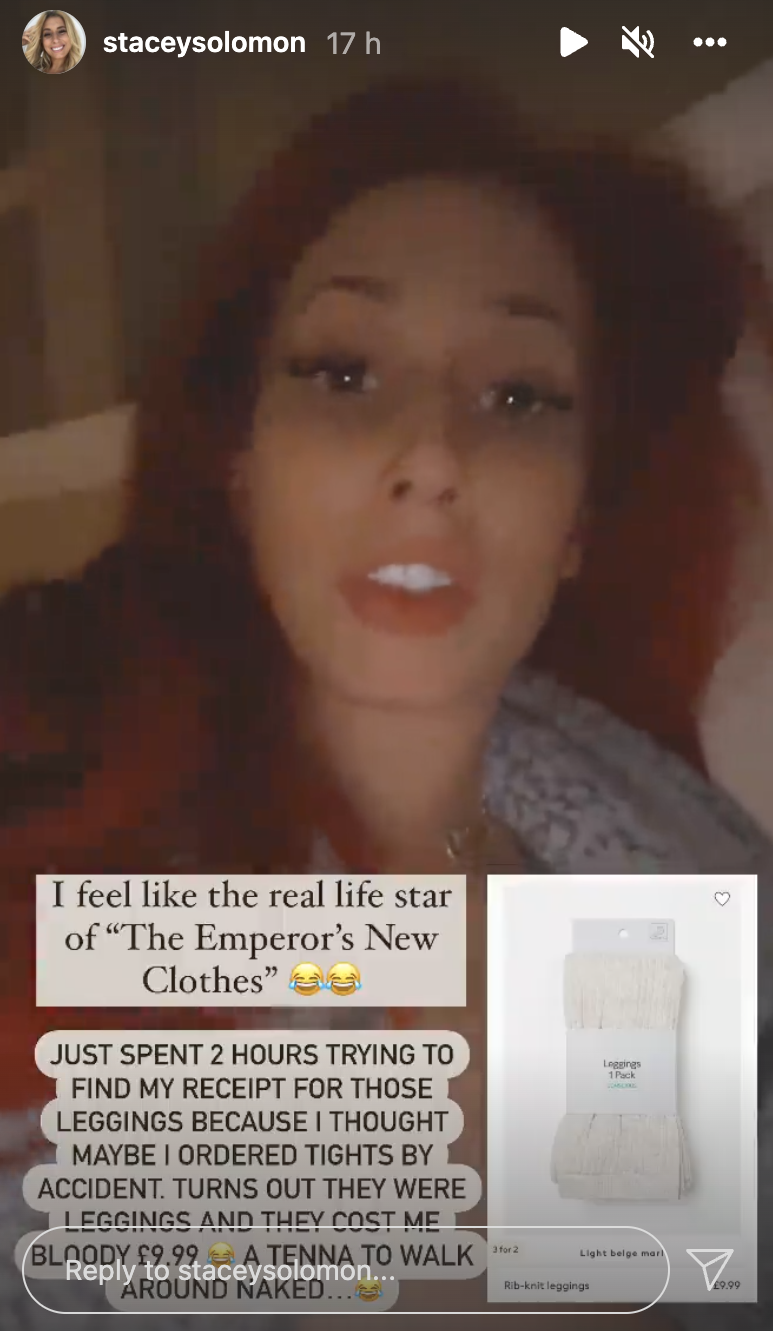 Stacey Solomon on Instagram story