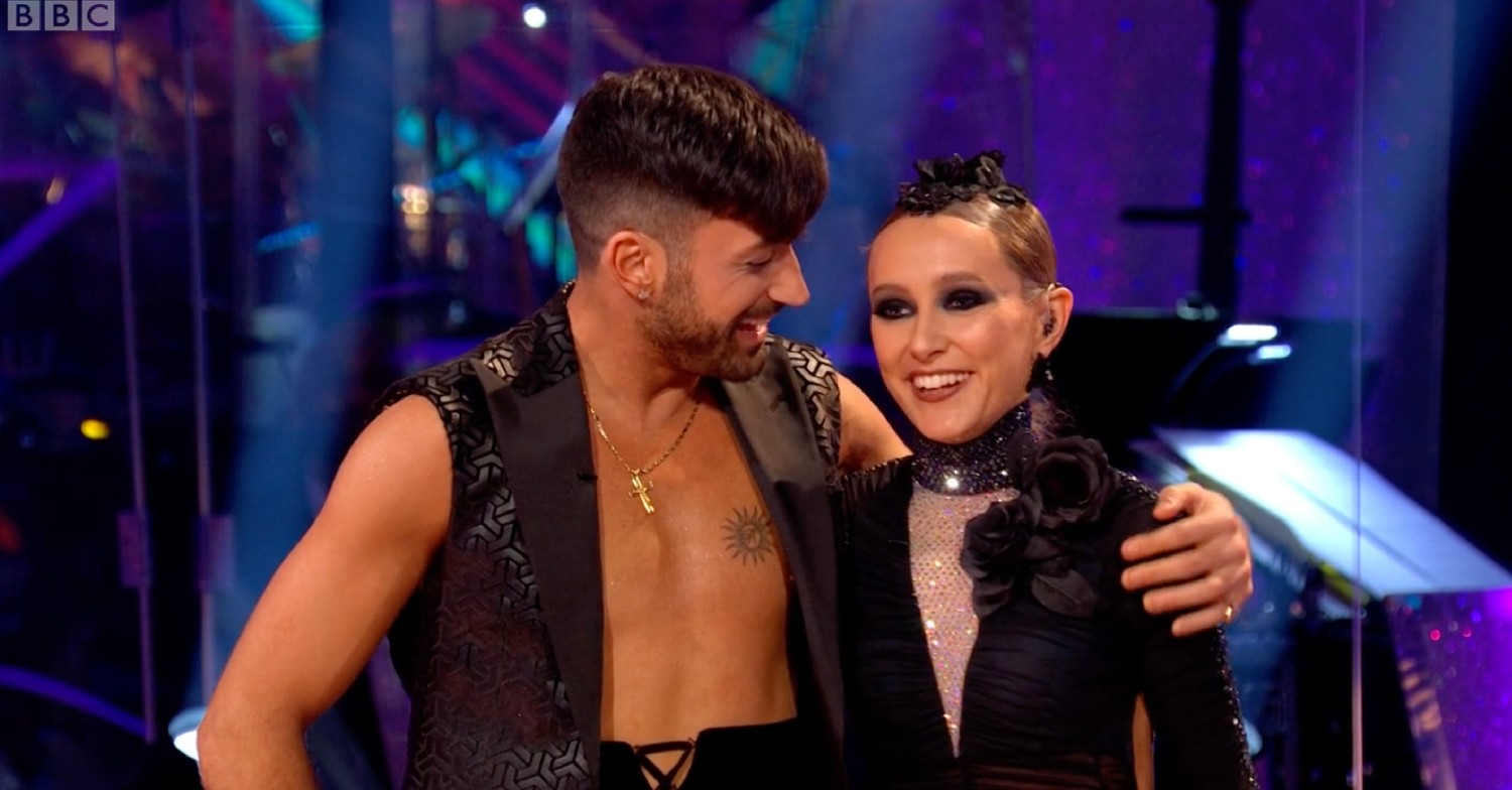 Rose Ayling-Ellis and Giovanni Pernice speaking to the judges on Strictly Come Dancing