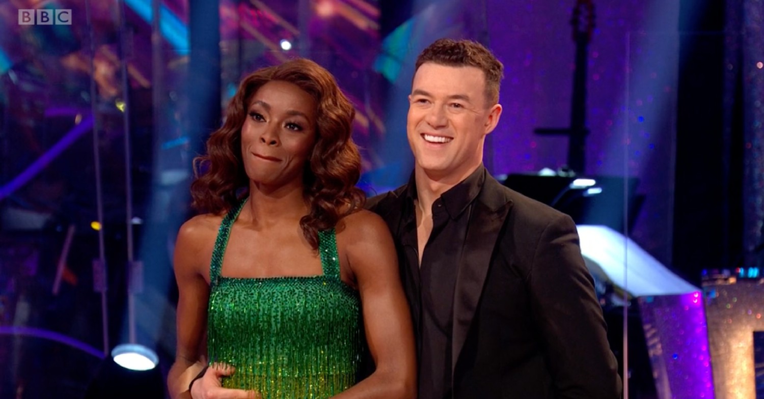 AJ and Kai speaking to judges on Strictly Come Dancing 