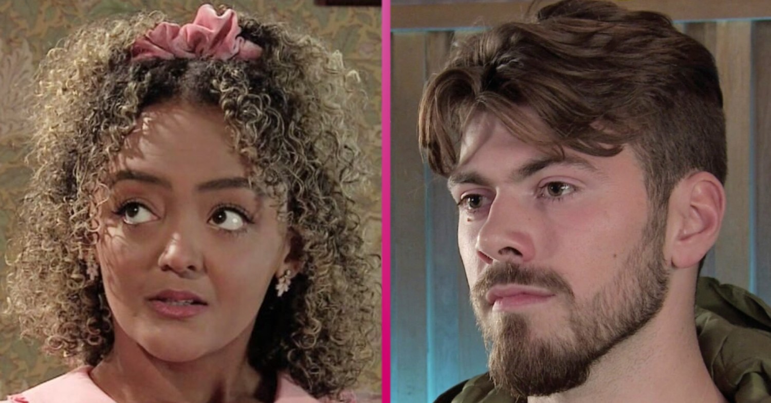 Coronation Street Emma Brooker looks confused as Curtis looks worred