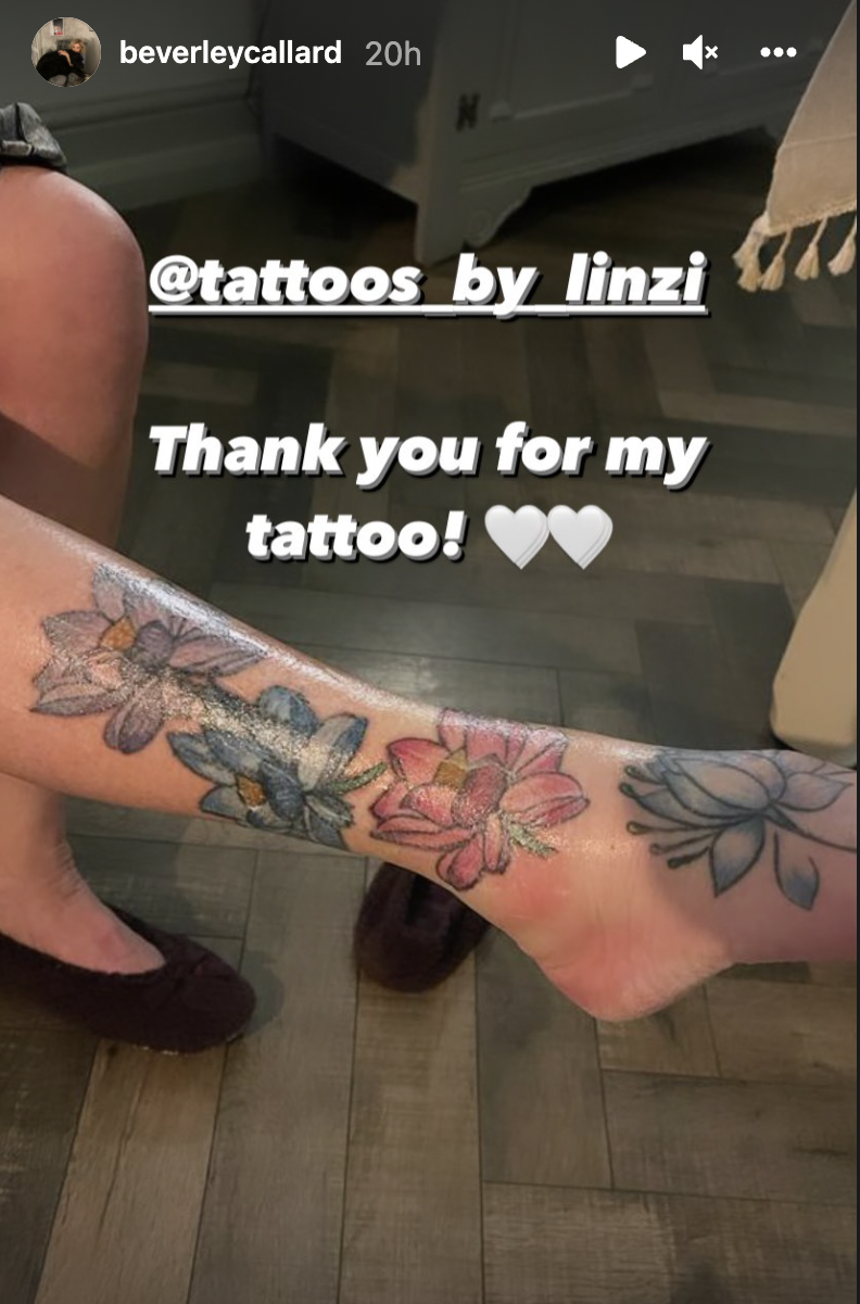 Beverley Callard new tattoo on her Instagram story 