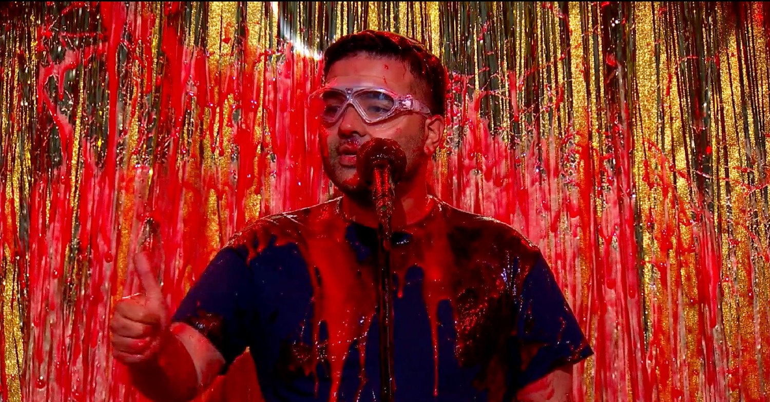 Naughty Boy covered in gunk on I'm A Celebrity