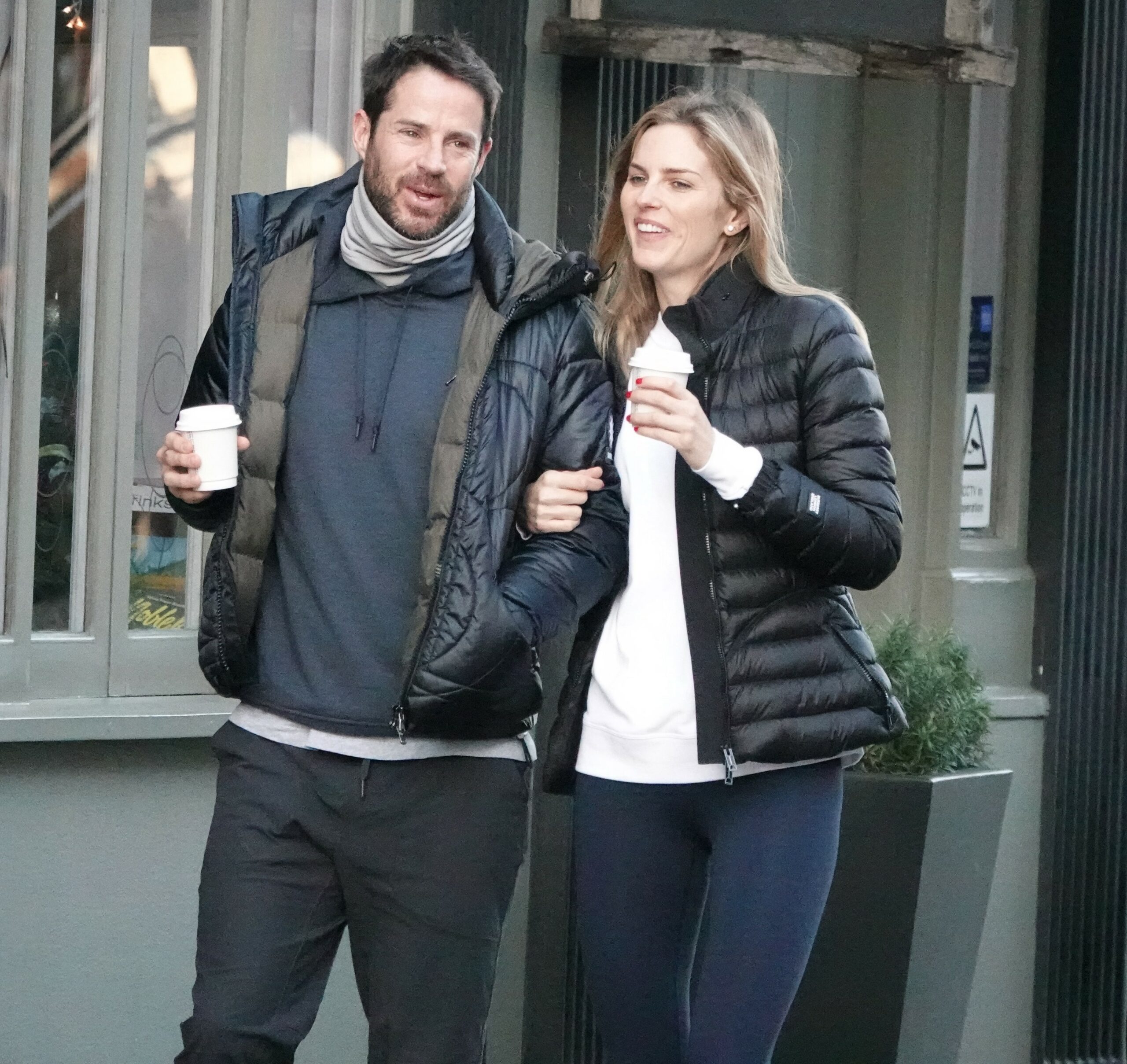 Jamie Redknapp and wife Frida smile and laugh together