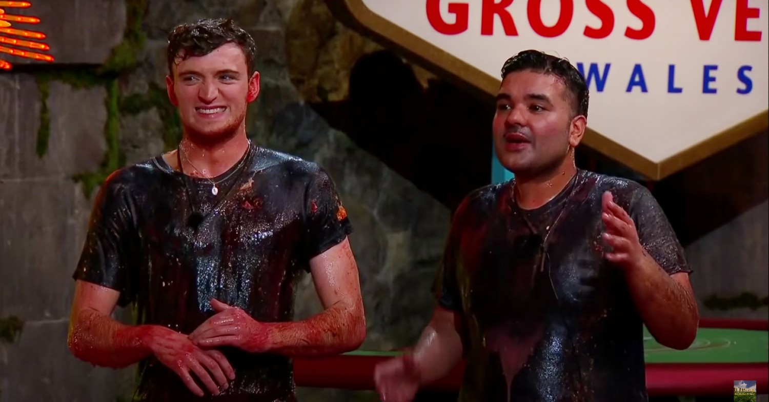 naughty boy and matty lee covered in gunk on i'm a celebrity
