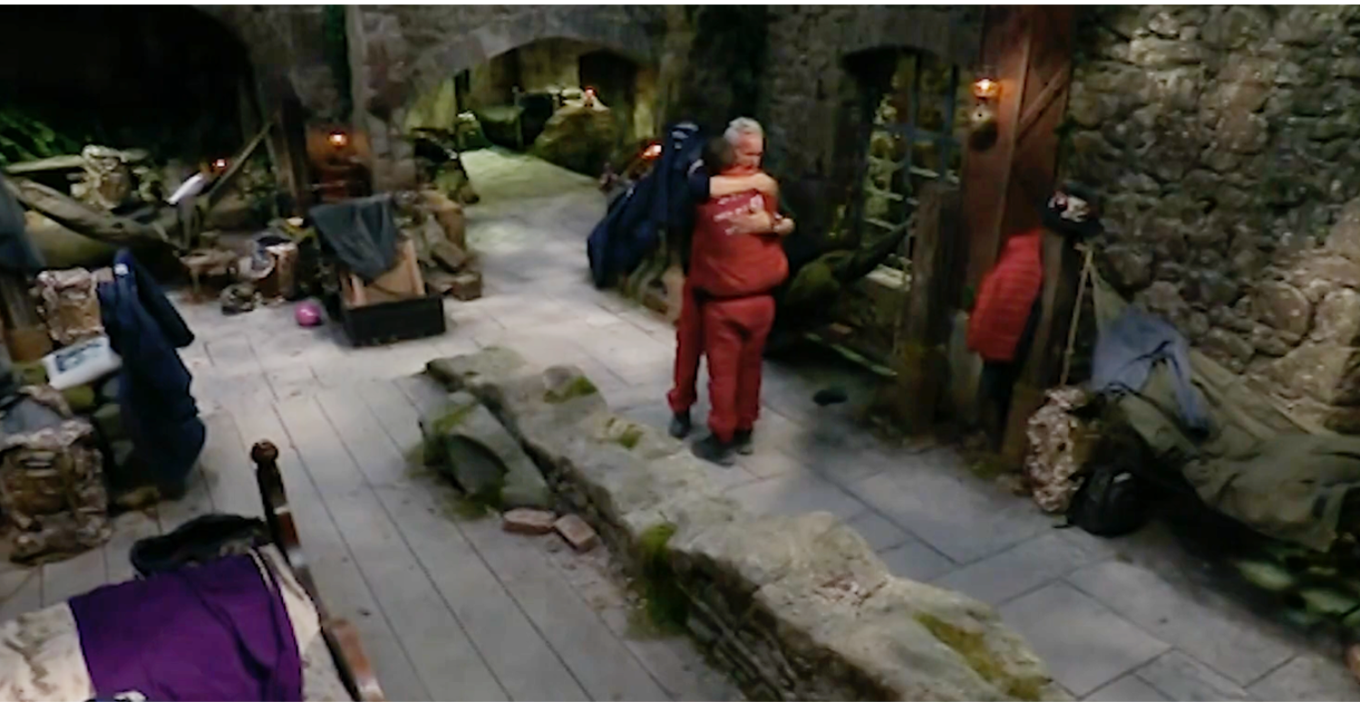 David Ginola and Danny Miller hug on I'm A Celebrity