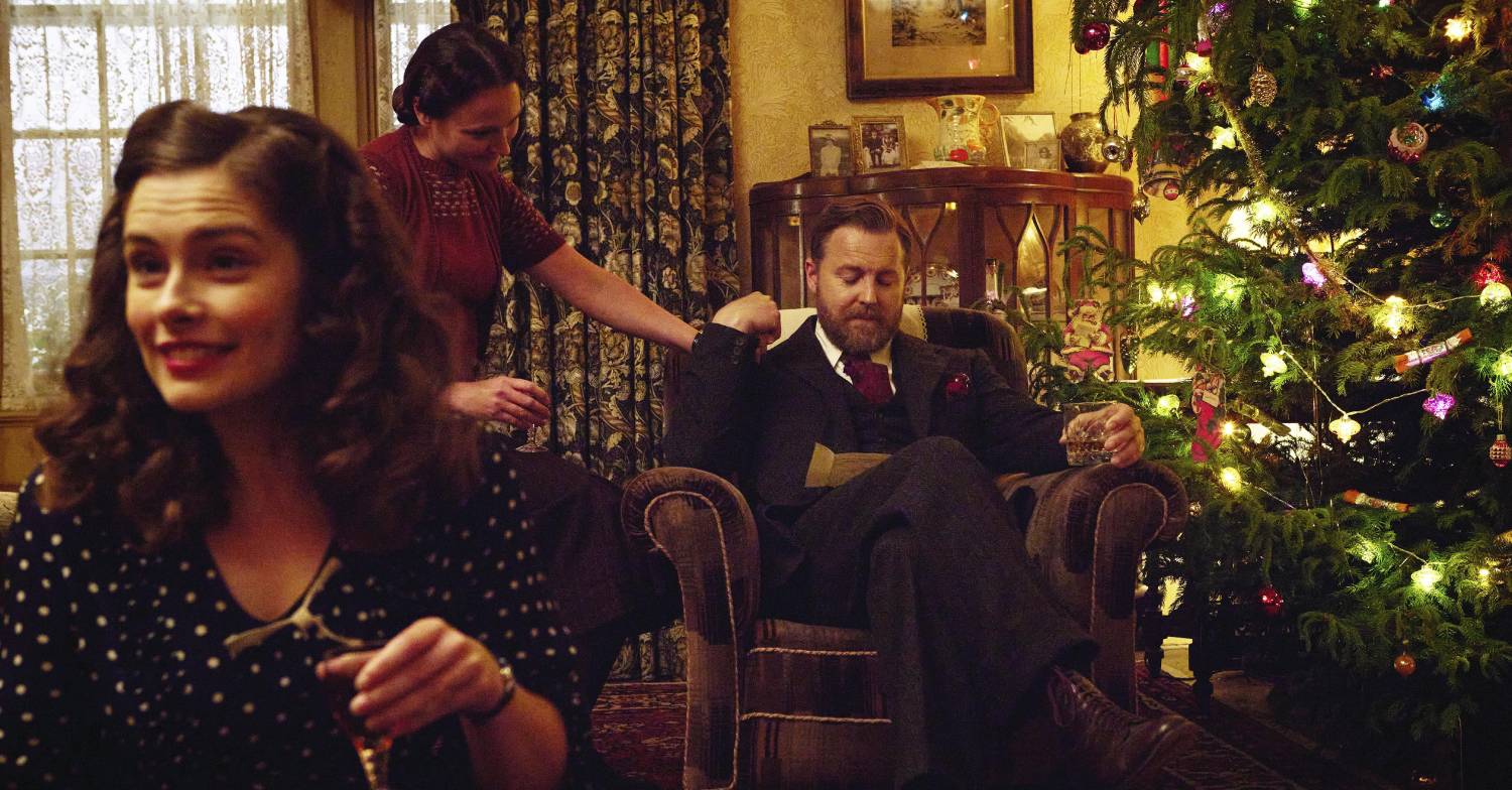 Rachel Shenton as Helen Alderson and Samuel West as Siegfried Farnon in All Creatures Great and Small Christmas special,