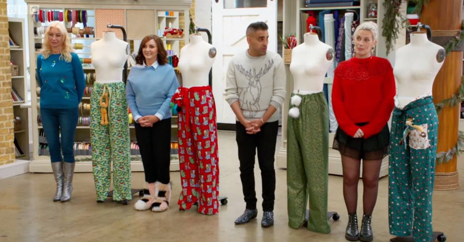 Sara during the 2020 festive special of The Great British Sewing Bee