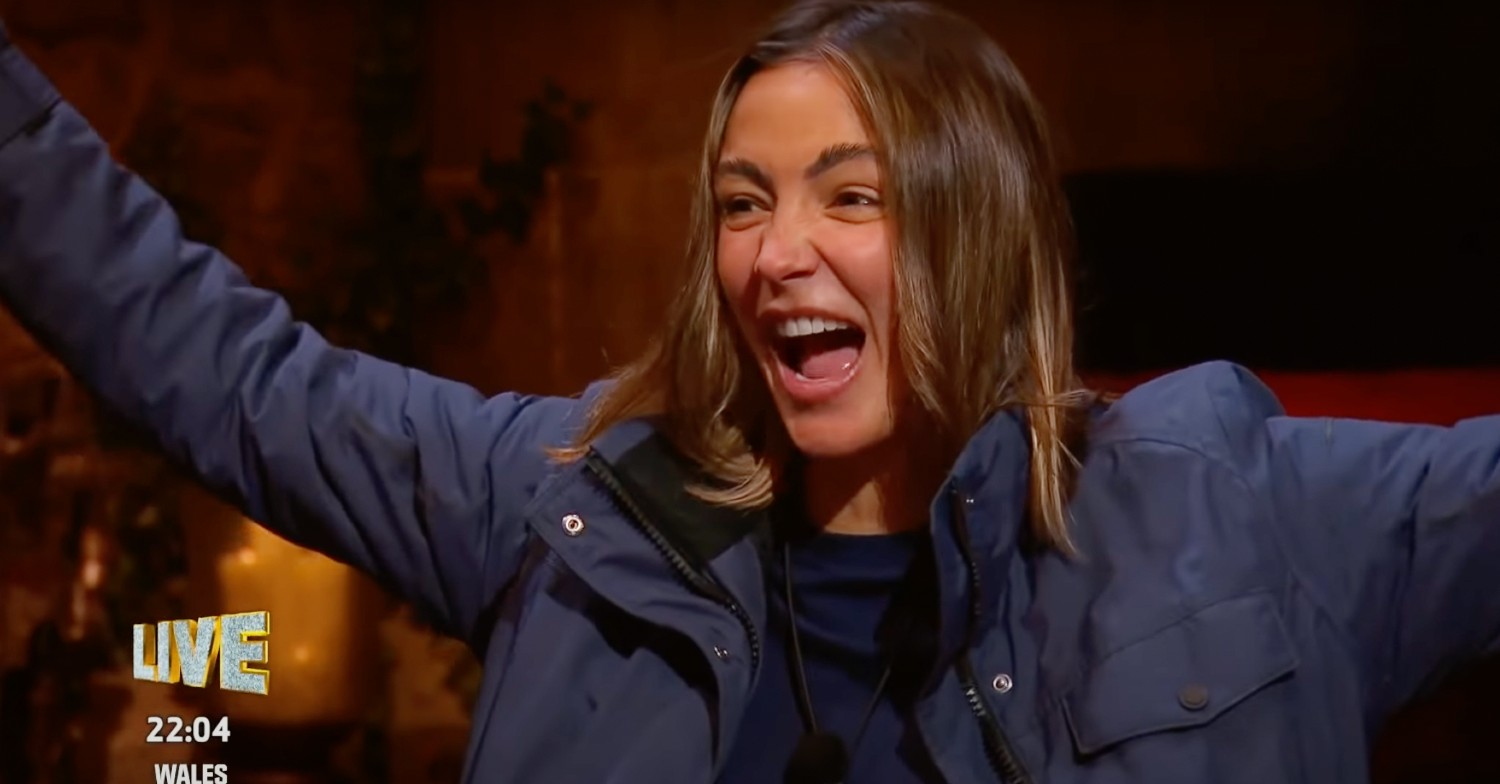 frankie bridge celebrating finishing 3rd