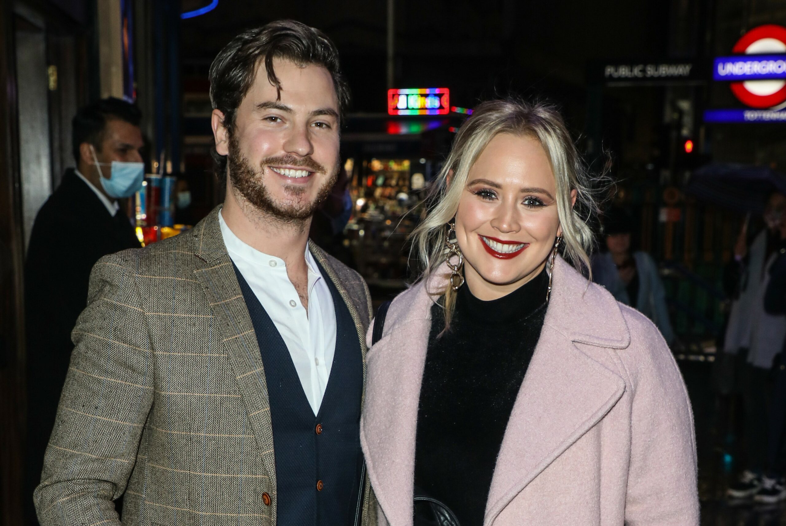 Toby-Alexander Smith and Amy Walsh on the red carpet at A Christmas Carol Press night 2020