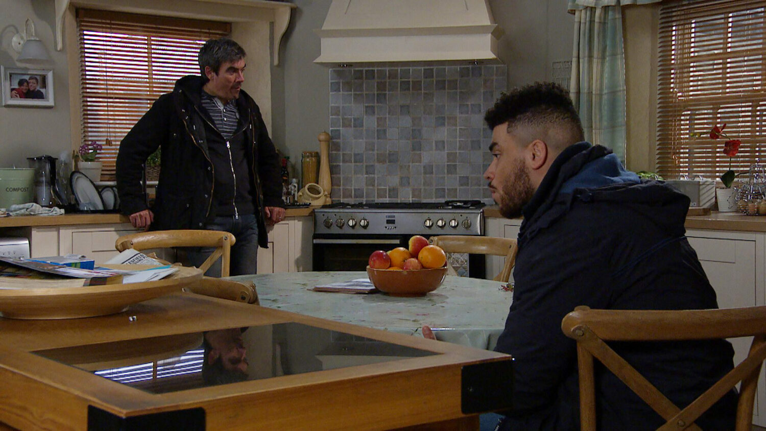 Emmerdale Cain is annoyed with Nate for cheating on Tracy