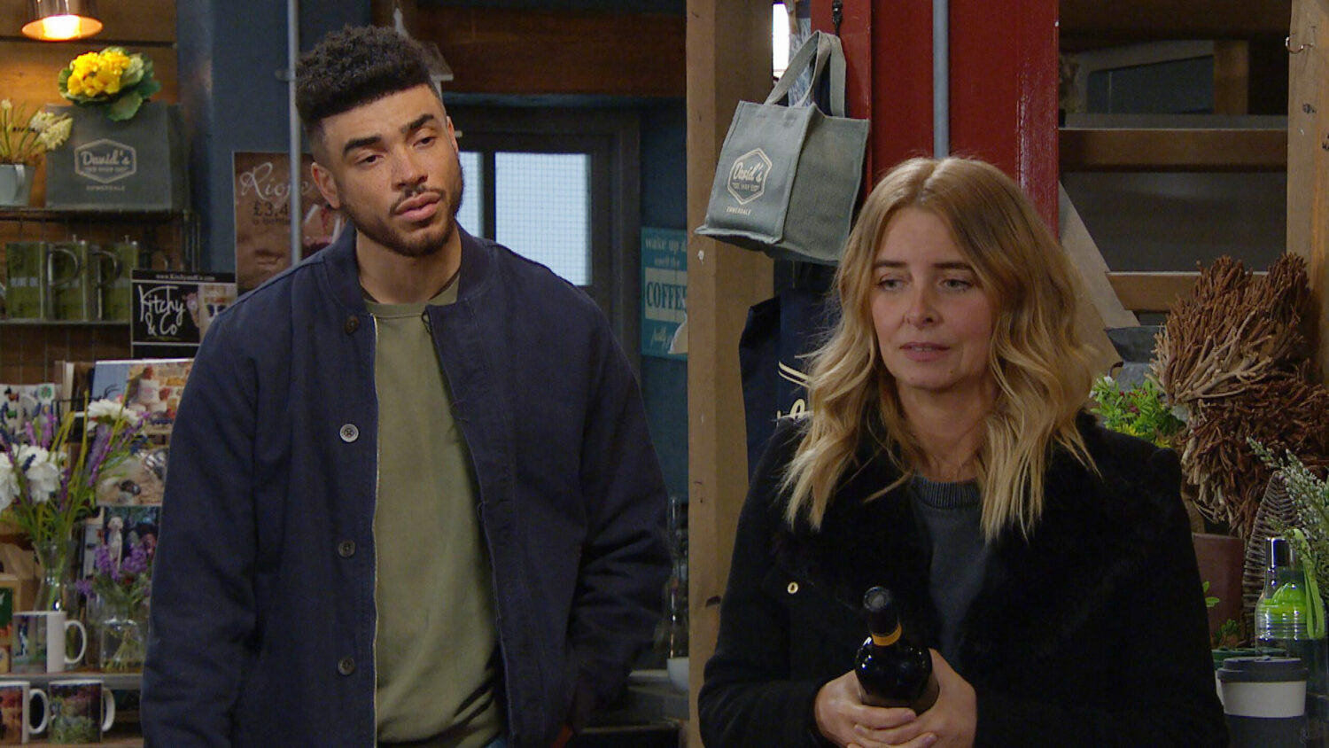 Emmerdale Wed 5 Jan Vanessa tells Charity that she stopped Nate seeing Tracy and Frankie and Tracy overhears