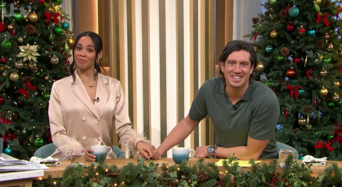 Vernon Kay comforts Rochelle Humes as she cries on This Morning