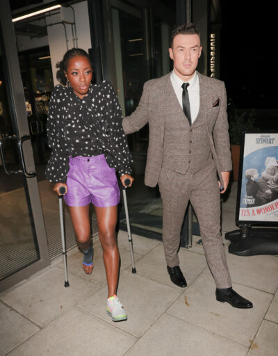 AJ Odudu Looks Downcast Leaving 'It Takes Two' Studios On Crutches Ahead Of The Weekends Final Competition With Dance Partner Kai Widdrington