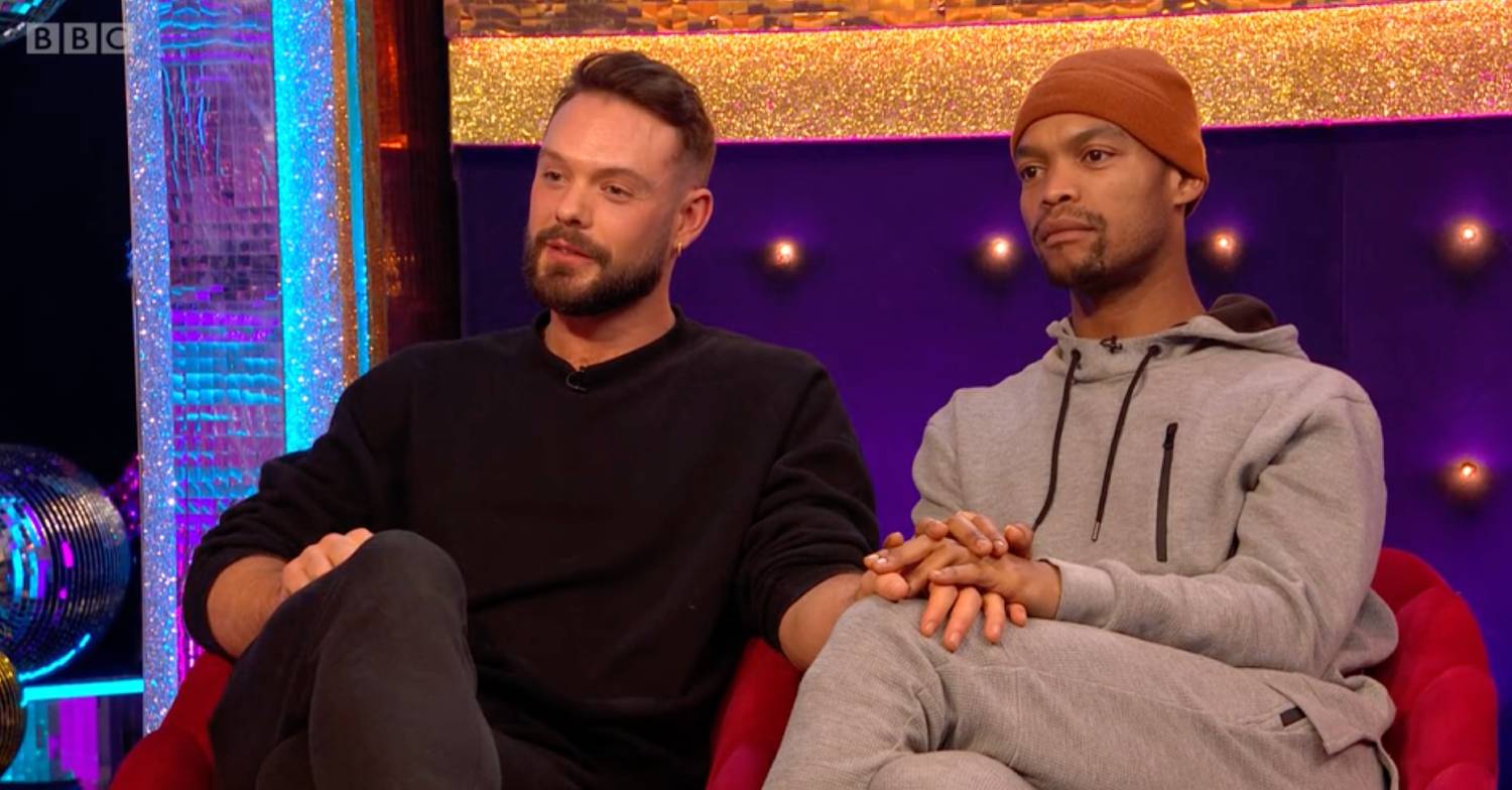 John Whaite and Johannes Radebe clinch hands