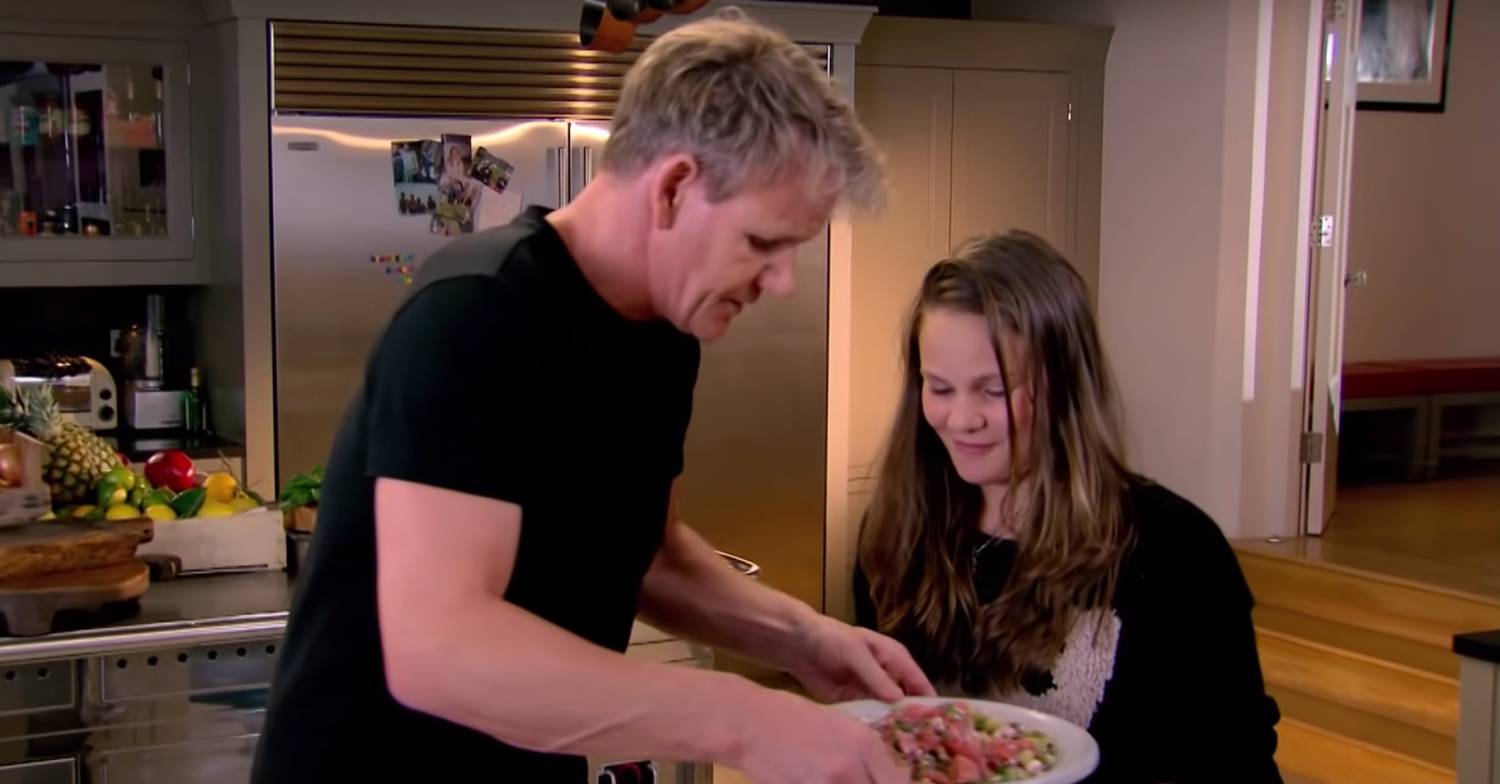 Gordon Ramsay prepares a dish with second eldest daughter Holly