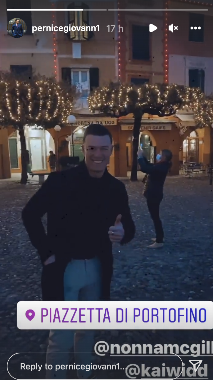 Kai Widdrington and Giovanni Pernice in Italy over Christmas 