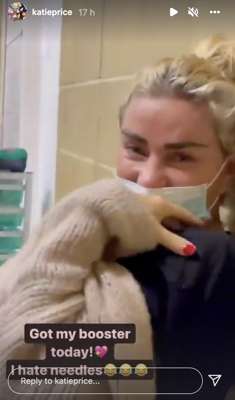Katie Price instagram story booster jab