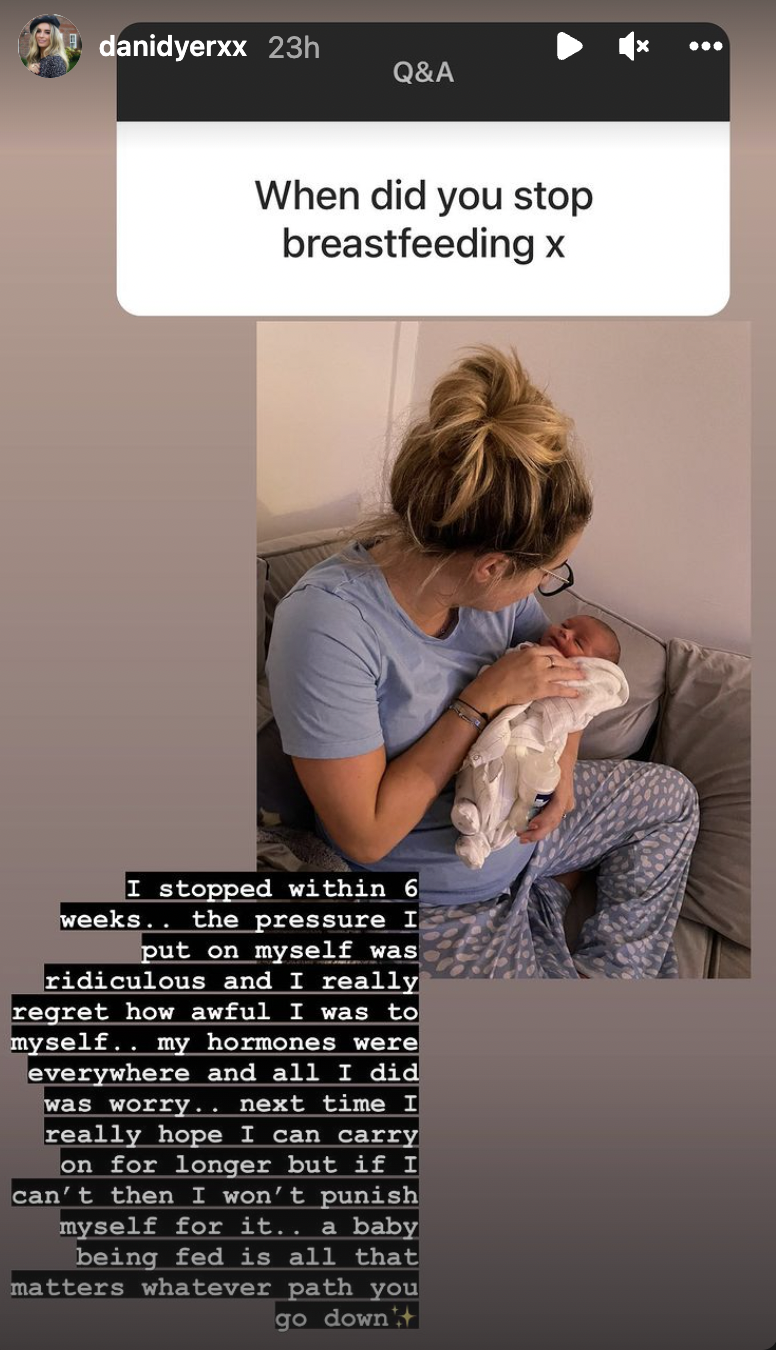 Dani Dyer instagram story with baby son