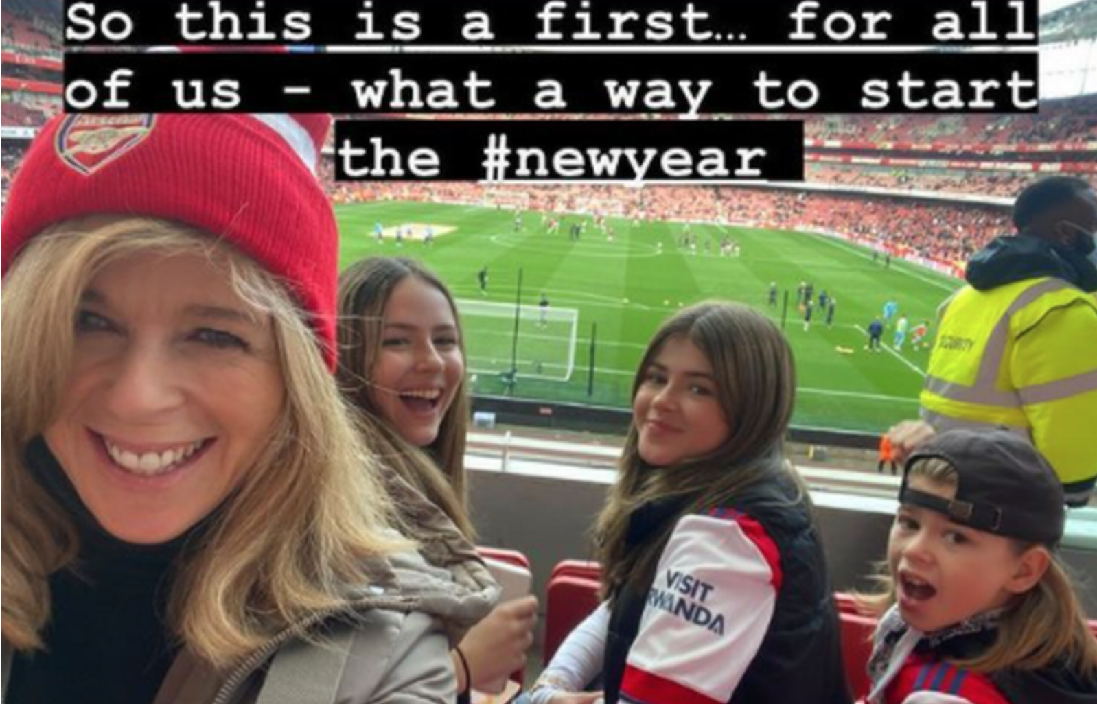 Kate Garraway at the football on New Year's Day