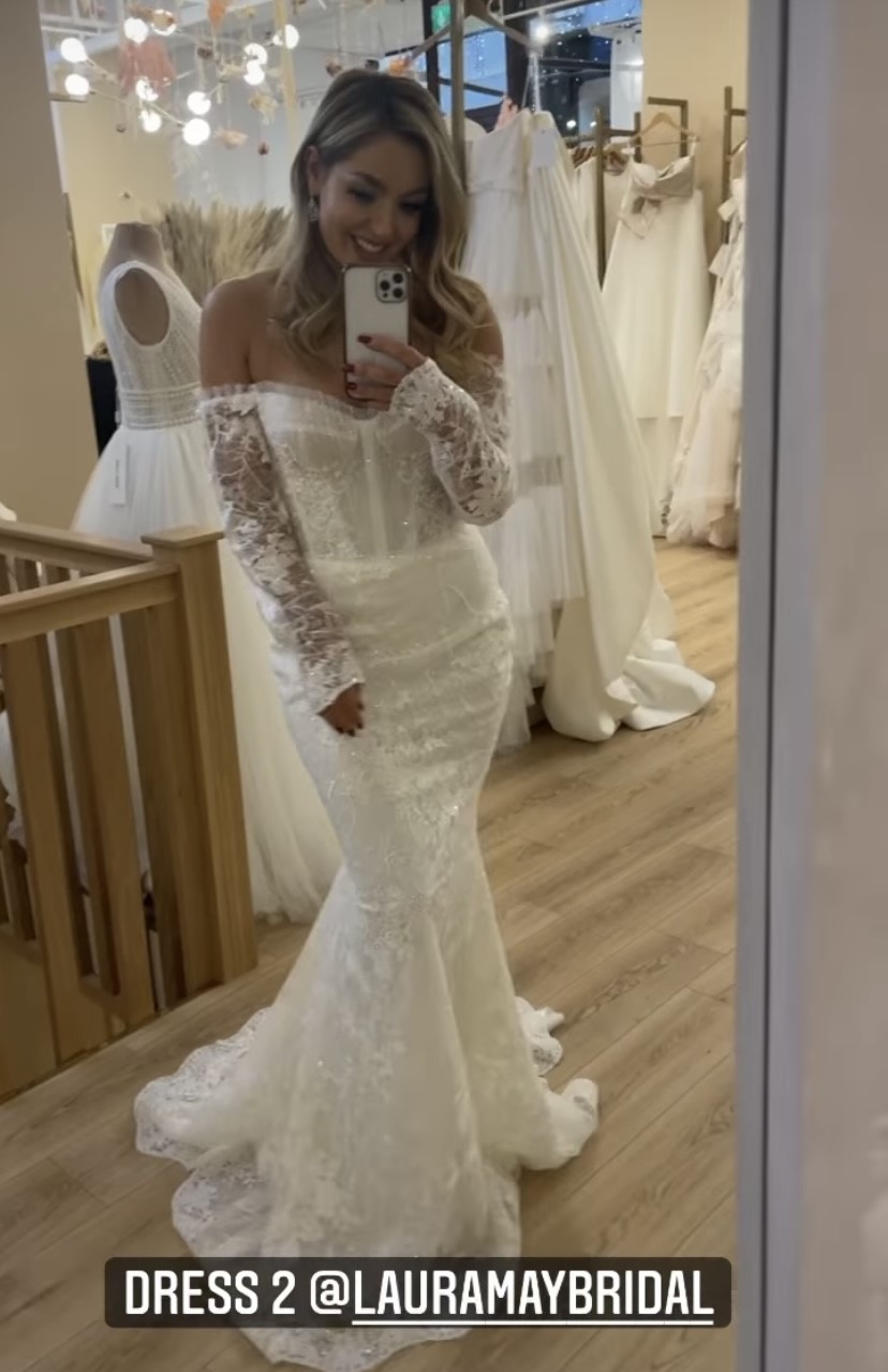 Amy Dowden in a wedding dress