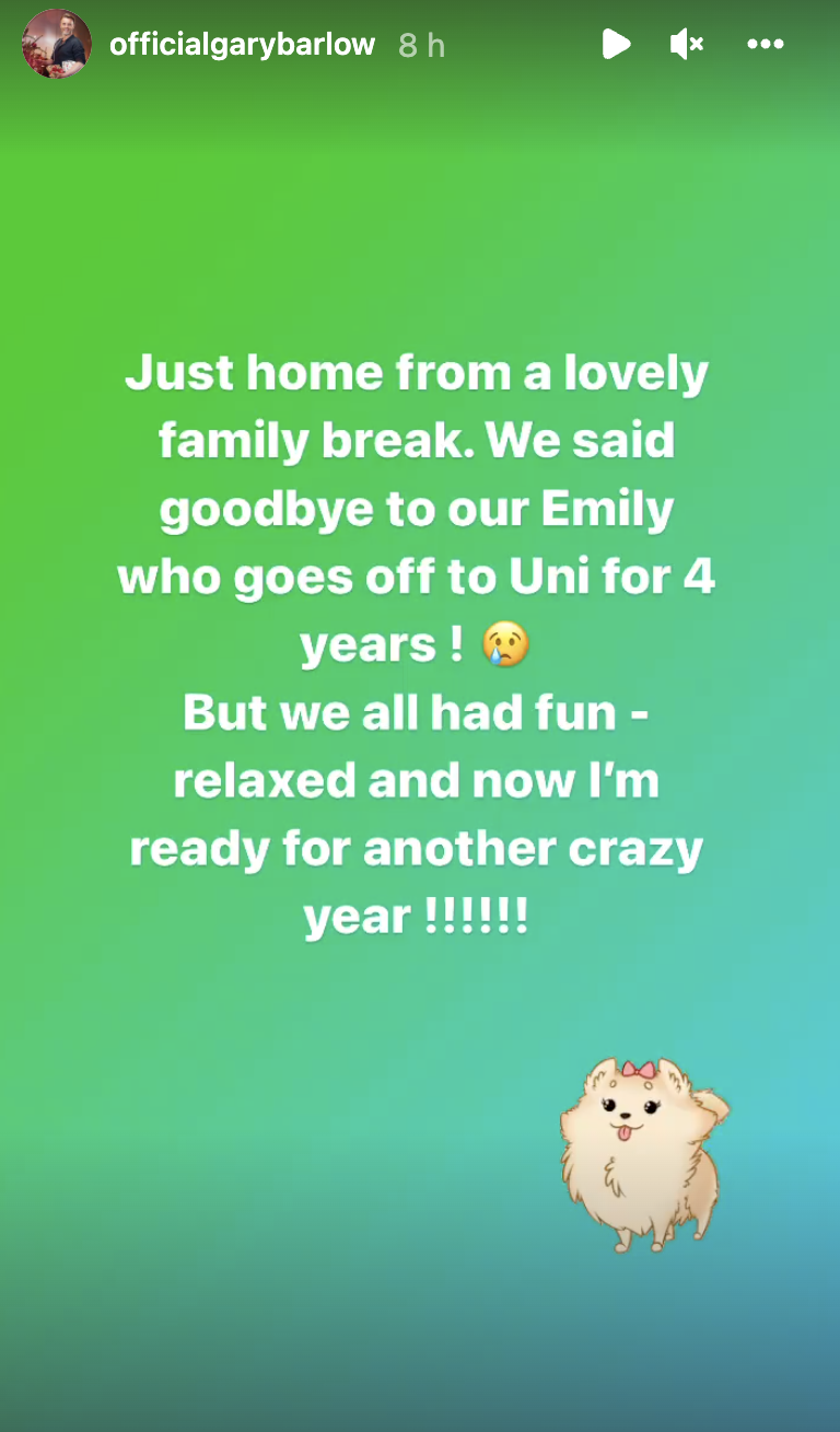 Gary Barlow instagram story