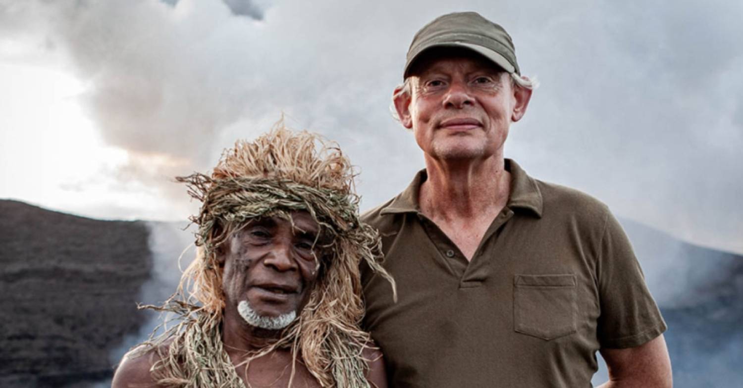 Star meets Chief Jimmy Namry of Vanuatu in the second episode of Martin Clunes: Island of the Pacific